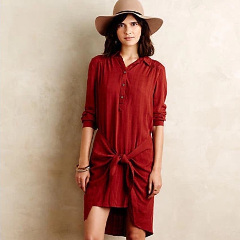 50% OFF Anthropologie Bloomsbury Tie Front Dress